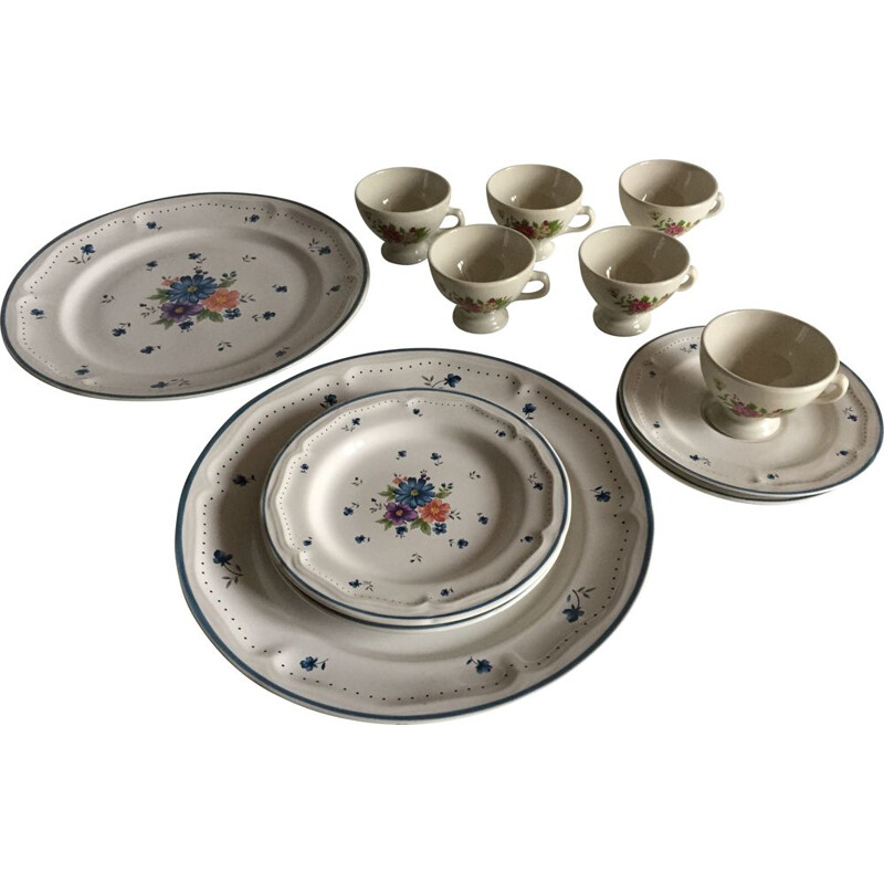 Vintage ceramic dessert set with flowers