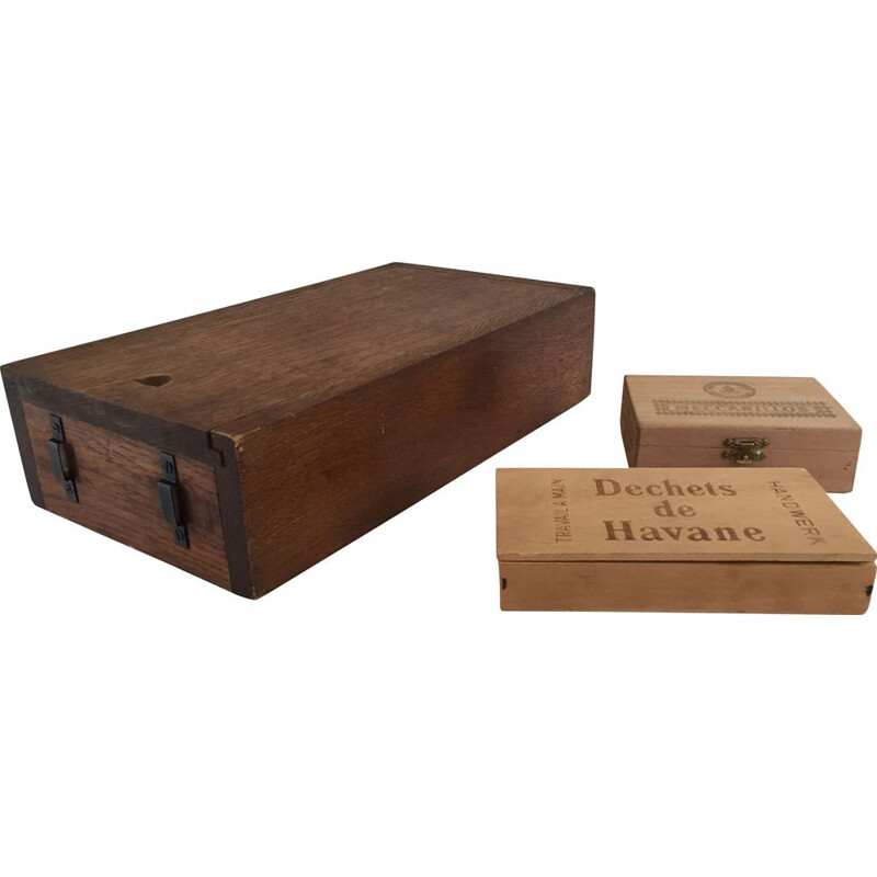 Set of 3 vintage wooden boxes