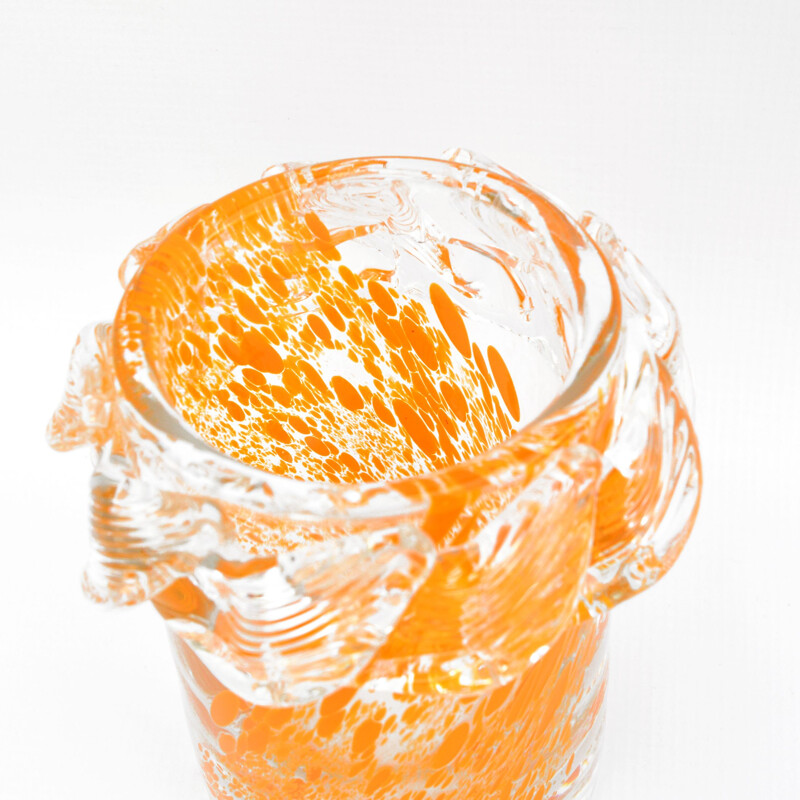 Vintage glazen vaas van P. Iris voor Sklo Petr, 1990