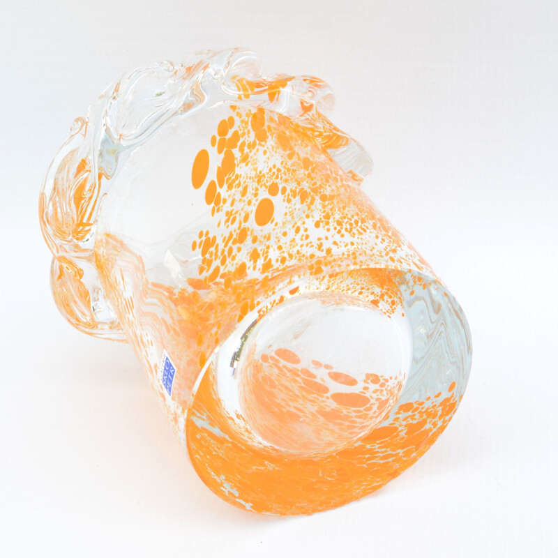 Glass vintage vase by P. Iris for Sklo Petr, 1990s