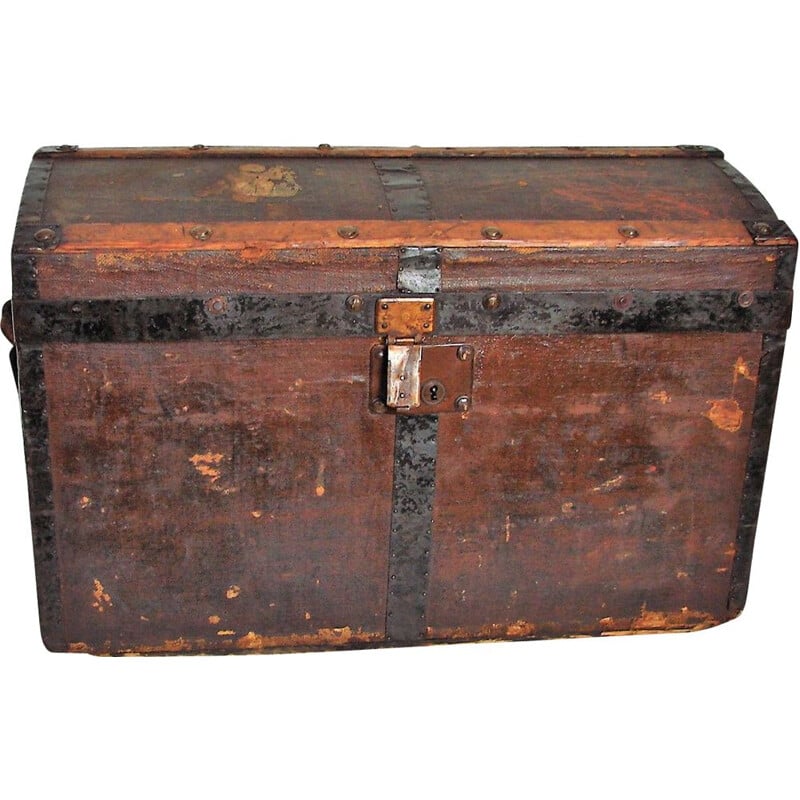 Vintage wood and metal chest, 1900