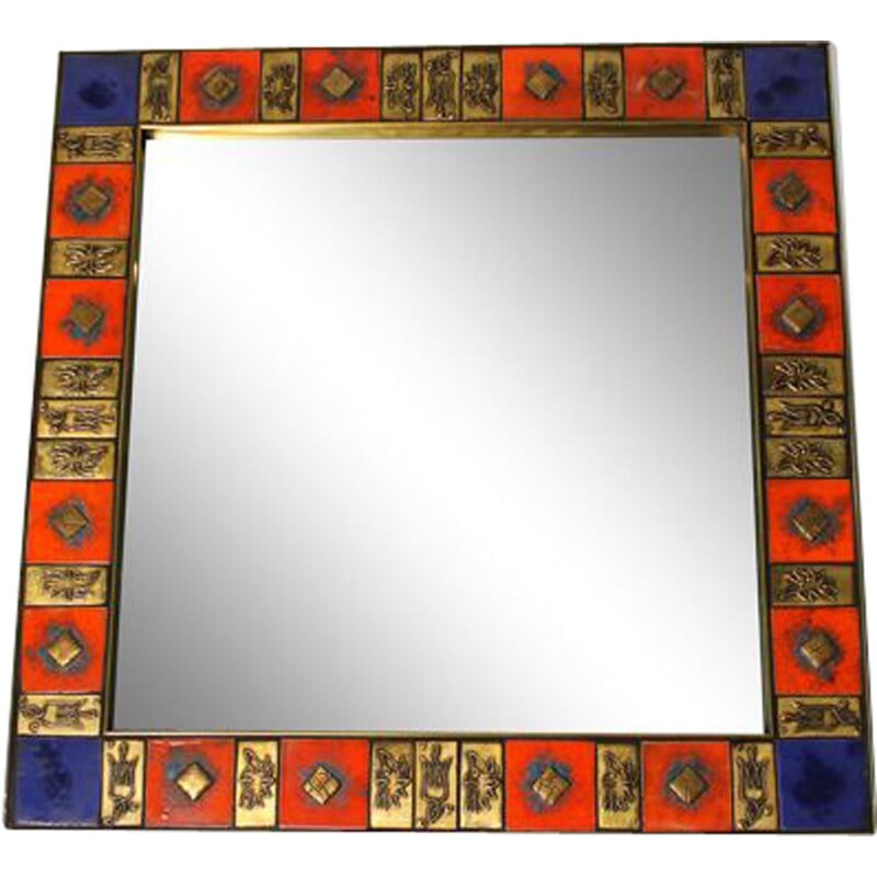 Miroir vintage carré - laiton
