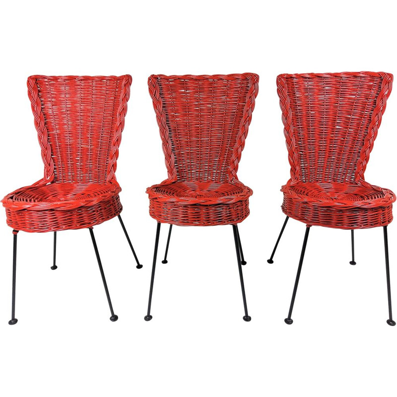 ensemble de 3 chaises - 1950