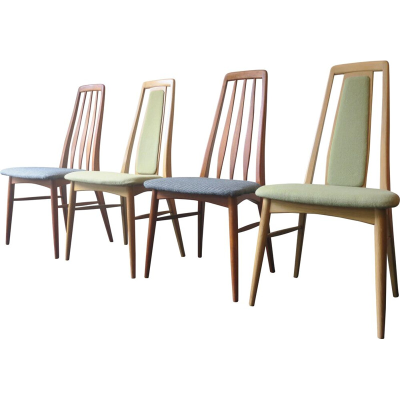 Set of 4 vintage Eva chairs in teak and ash by Niels Koefoed, Denmark 1960