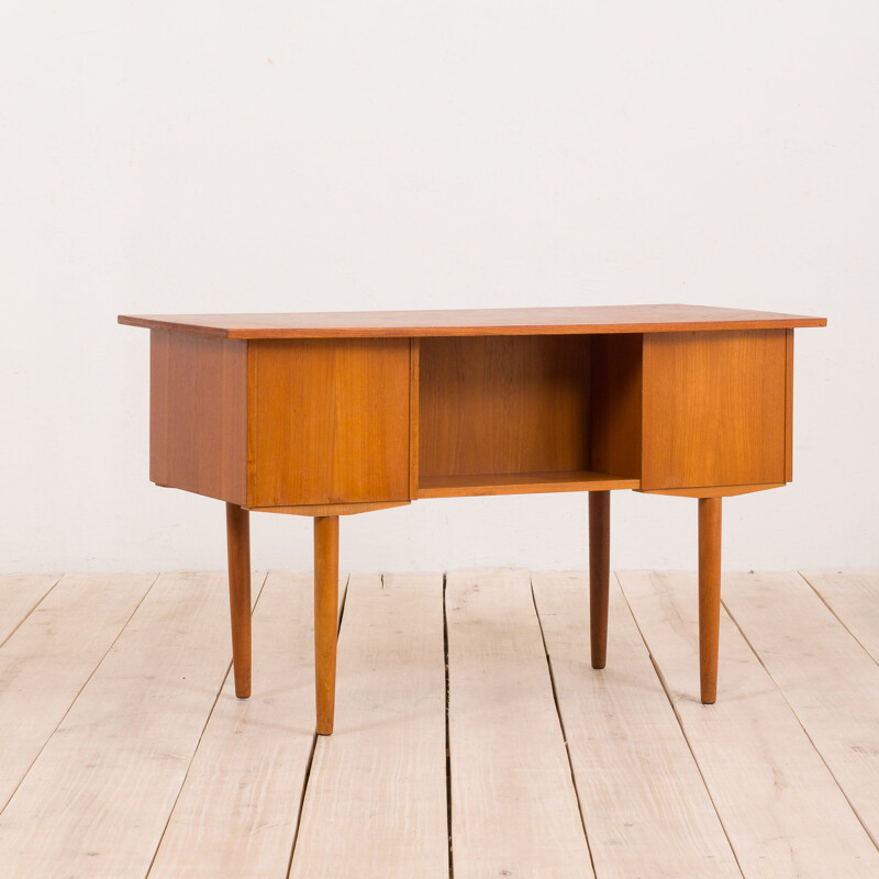 Mid century teak free standing desk with 3 drawers, Denmark