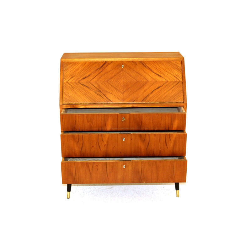 Vintage teak and beech desk, Sweden 1950s