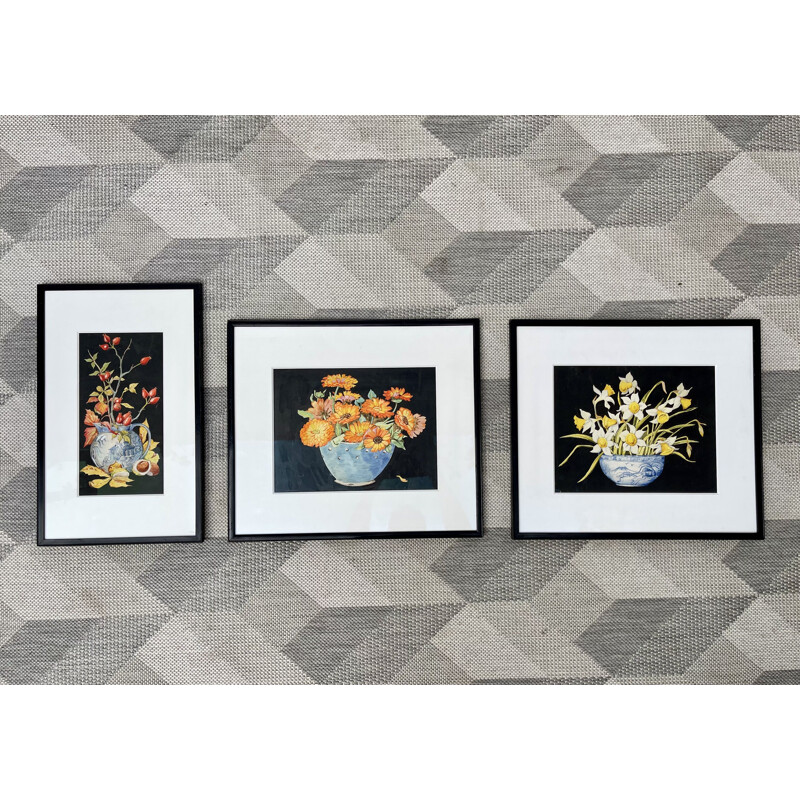 Set of 3 vintage still life paintings