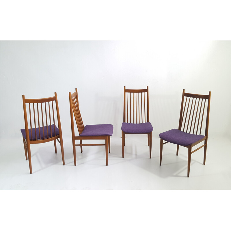 Set of 4 Scandinavian dining chairs in solid teak - 1960s