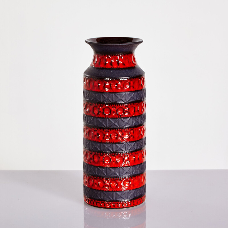 Red stroed vintage floor vase