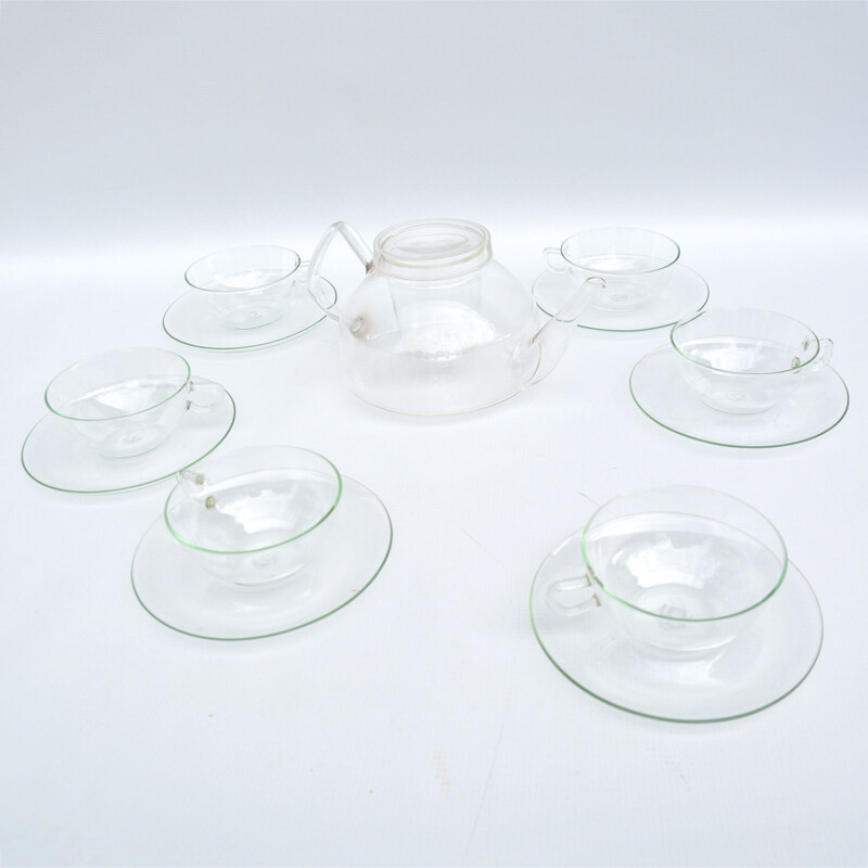 Vintage coffee service set by Wilhelm Wagenfeld for Jena Glas, Germany 1970