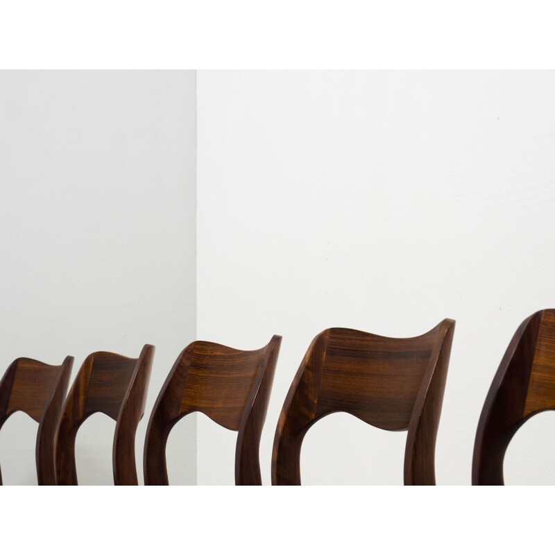 Set of 6 vintage model 71 dining chairs by Arne Hovmand-Olsen for J.L. Møller Møbelfabrik, Denmark