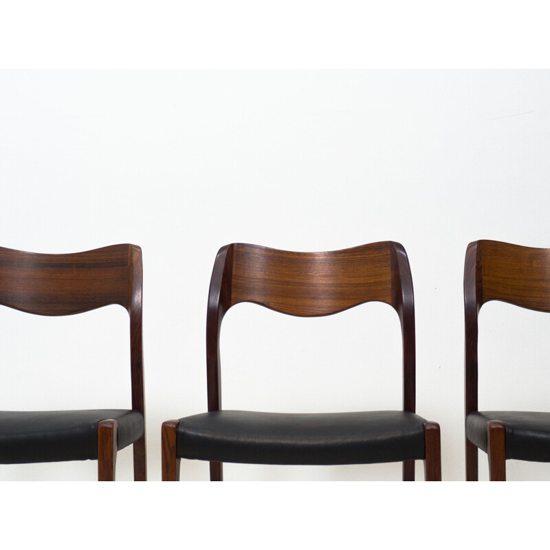 Set of 6 vintage model 71 dining chairs by Arne Hovmand-Olsen for J.L. Møller Møbelfabrik, Denmark