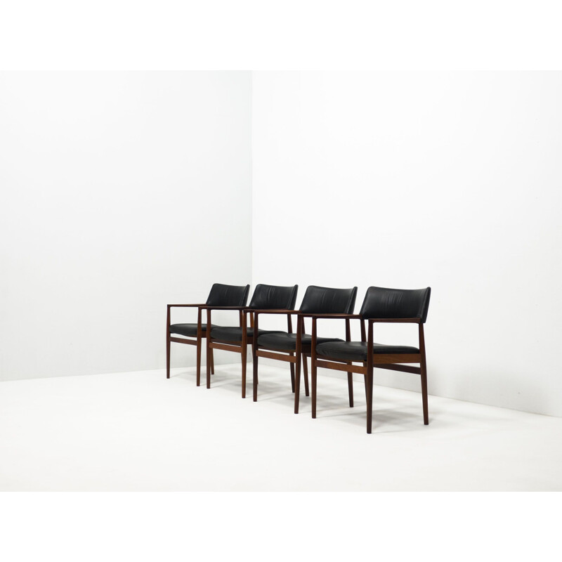 Set of 4 vintage rosewood armchairs by Erik Wørts for Sorø Stolefabrik