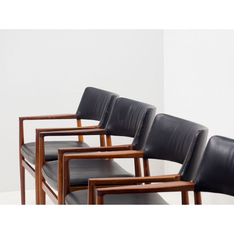 Set of 4 vintage rosewood armchairs by Erik Wørts for Sorø Stolefabrik