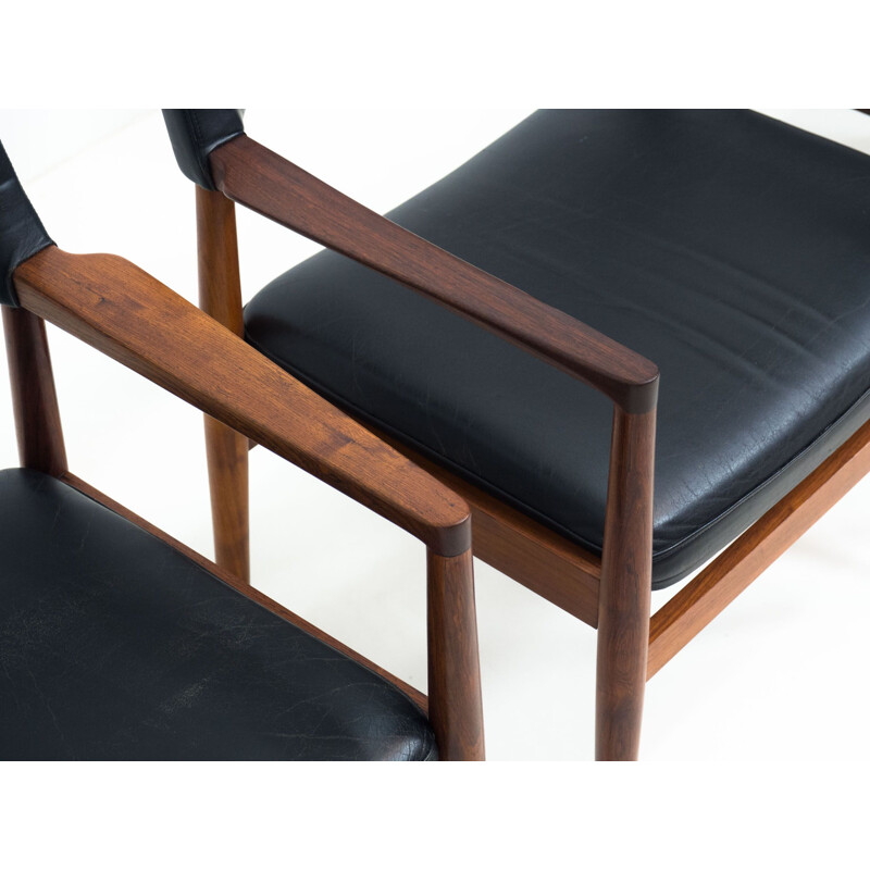 Ensemble de 4 fauteuils vintage en palissandre par Erik Wørts pour Sorø Stolefabrik