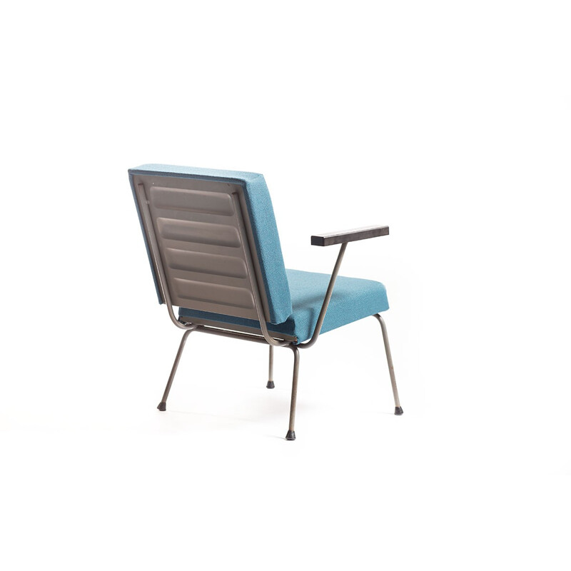 Dutch Gispen "1401" armchair in petrol blue fabric, Wim RIETVELD - 1950s