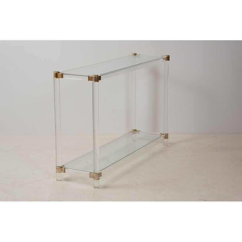 Vintage console in Plexiglas and glass by Maison Jansen, 1970s