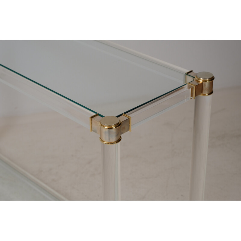 Vintage console in Plexiglas and glass by Maison Jansen, 1970s