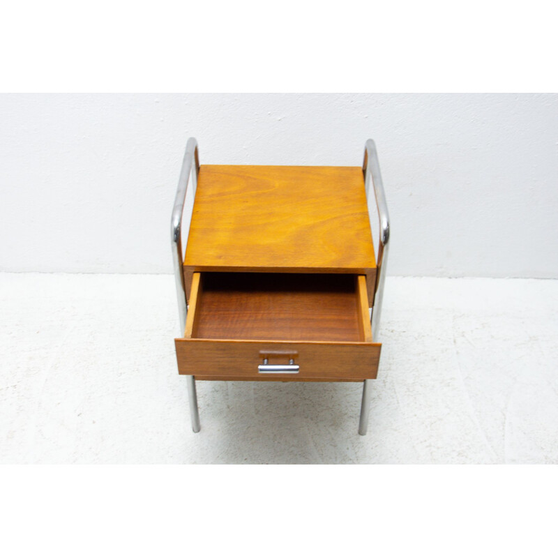 Bauhaus chromed vintage side table by Robert Slezak, Czechoslovakia 1930s