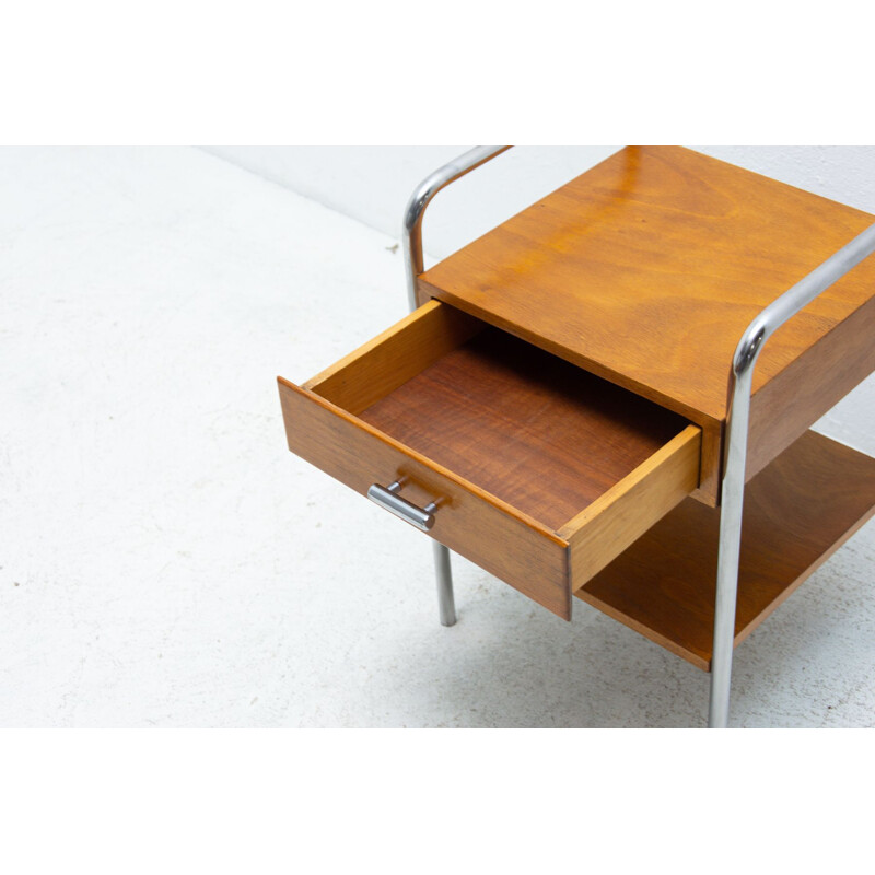 Tavolino vintage Bauhaus cromato di Robert Slezak, Cecoslovacchia 1930