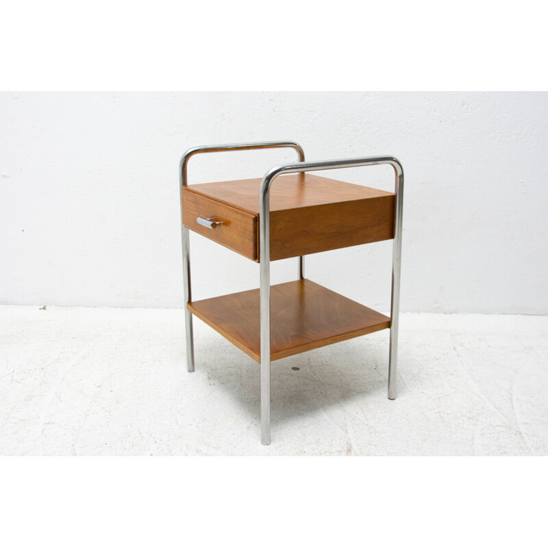 Tavolino vintage Bauhaus cromato di Robert Slezak, Cecoslovacchia 1930