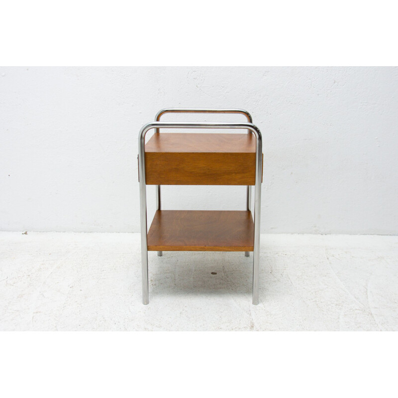 Bauhaus chromed vintage side table by Robert Slezak, Czechoslovakia 1930s