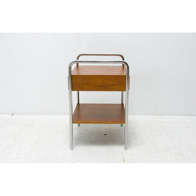 Mesa auxiliar cromada vintage Bauhaus de Robert Slezak, Checoslovaquia 1930