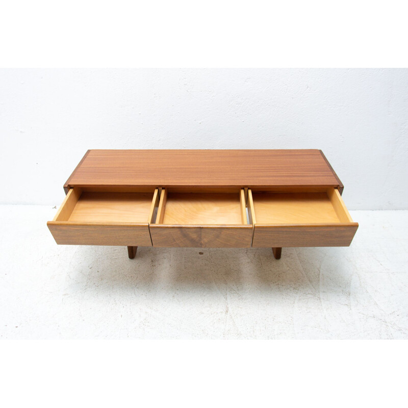 Walnut vintage side table, Czechoslovakia 1970s