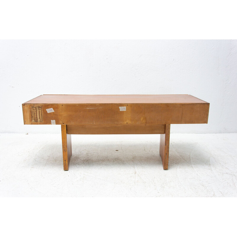 Walnut vintage side table, Czechoslovakia 1970s