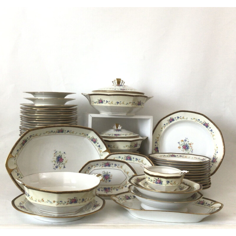 Vintage Limoges porcelain dinner service set, 1930s