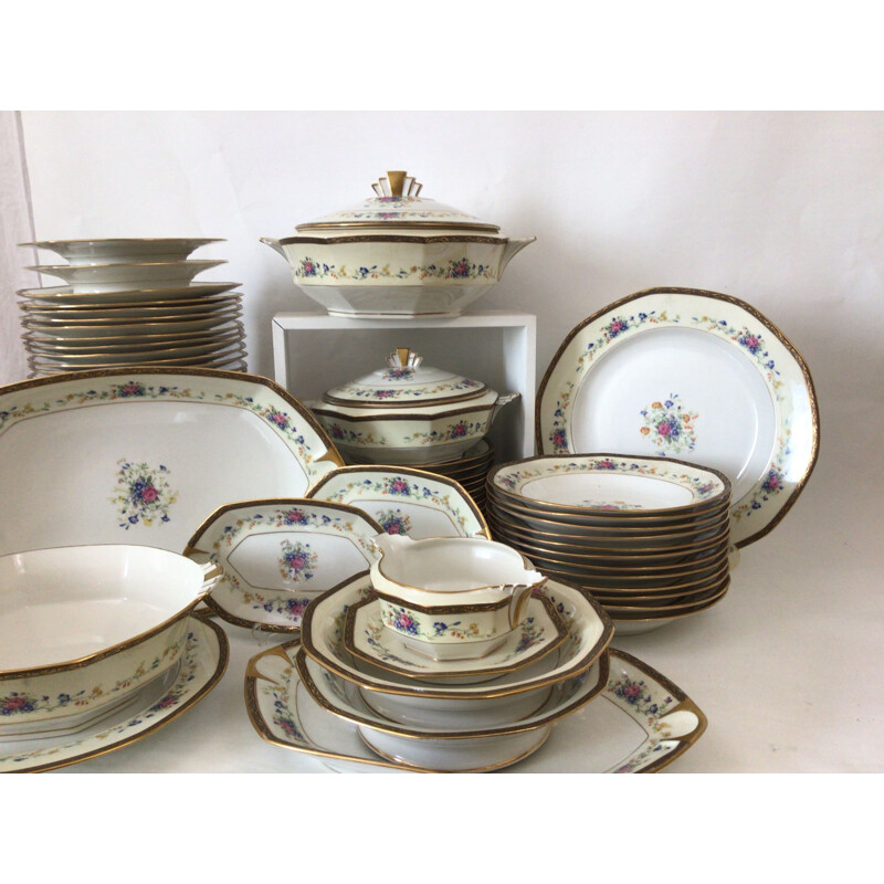 Vintage Limoges porcelain dinner service set, 1930s