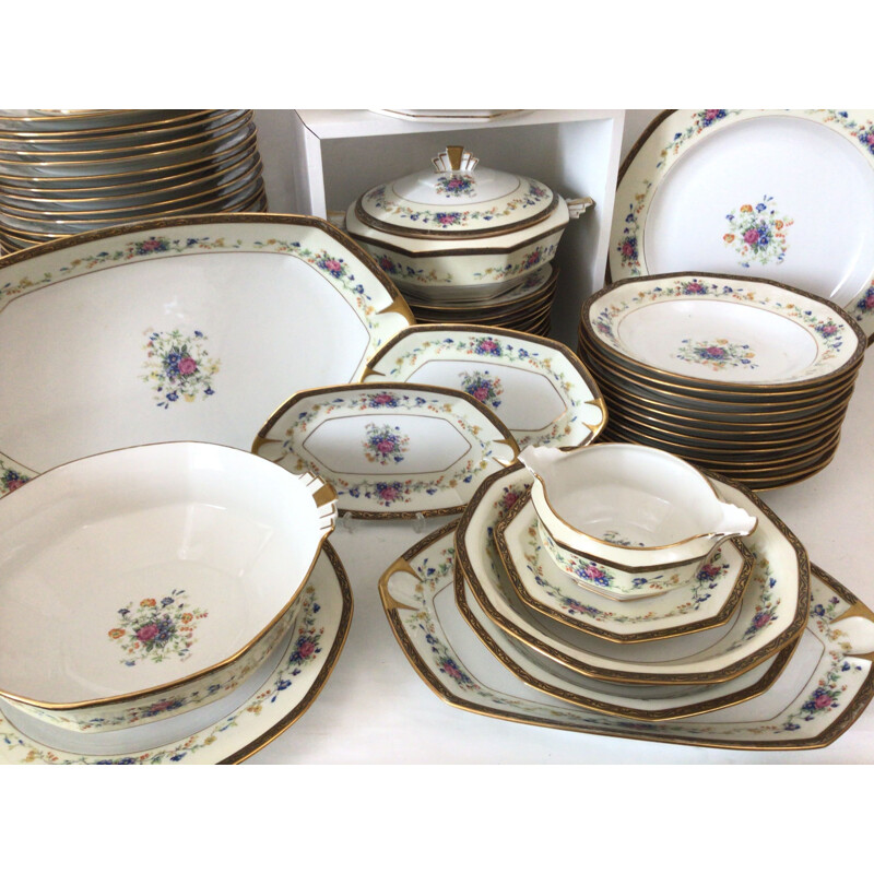 Vintage Limoges porcelain dinner service set, 1930s