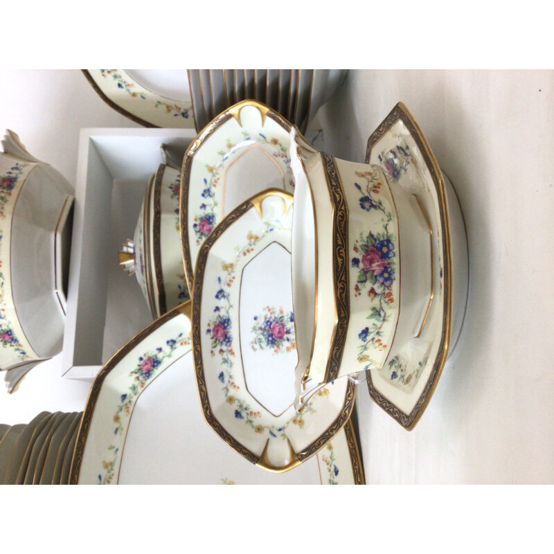 Vintage Limoges porcelain dinner service set, 1930s