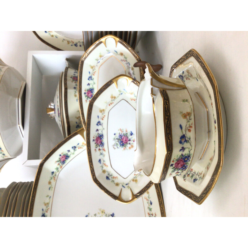 Vintage Limoges porcelain dinner service set, 1930s