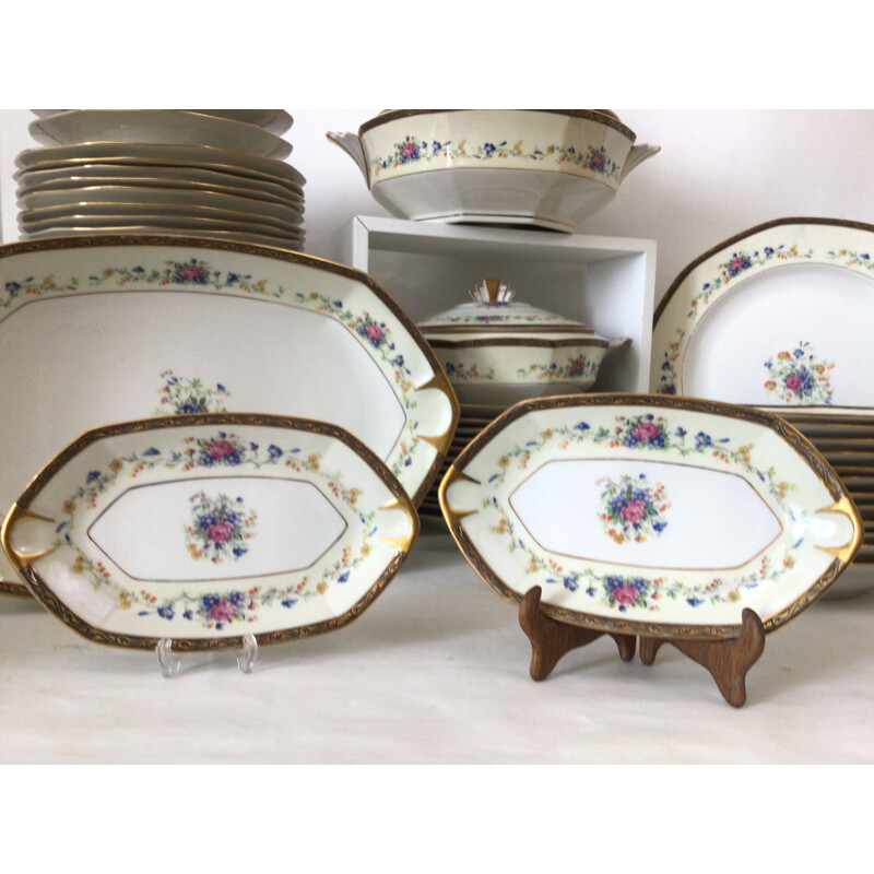 Vintage Limoges porcelain dinner service set, 1930s