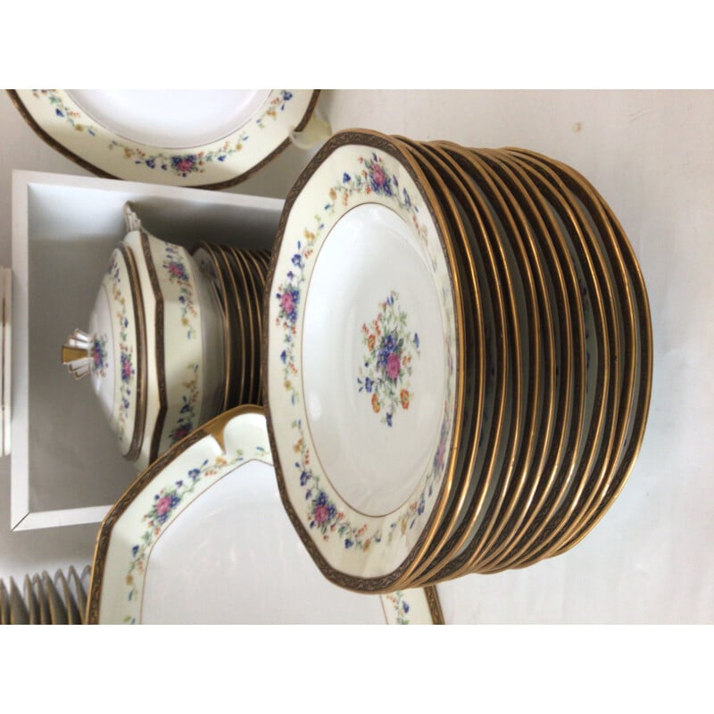 Vintage Limoges porcelain dinner service set, 1930s