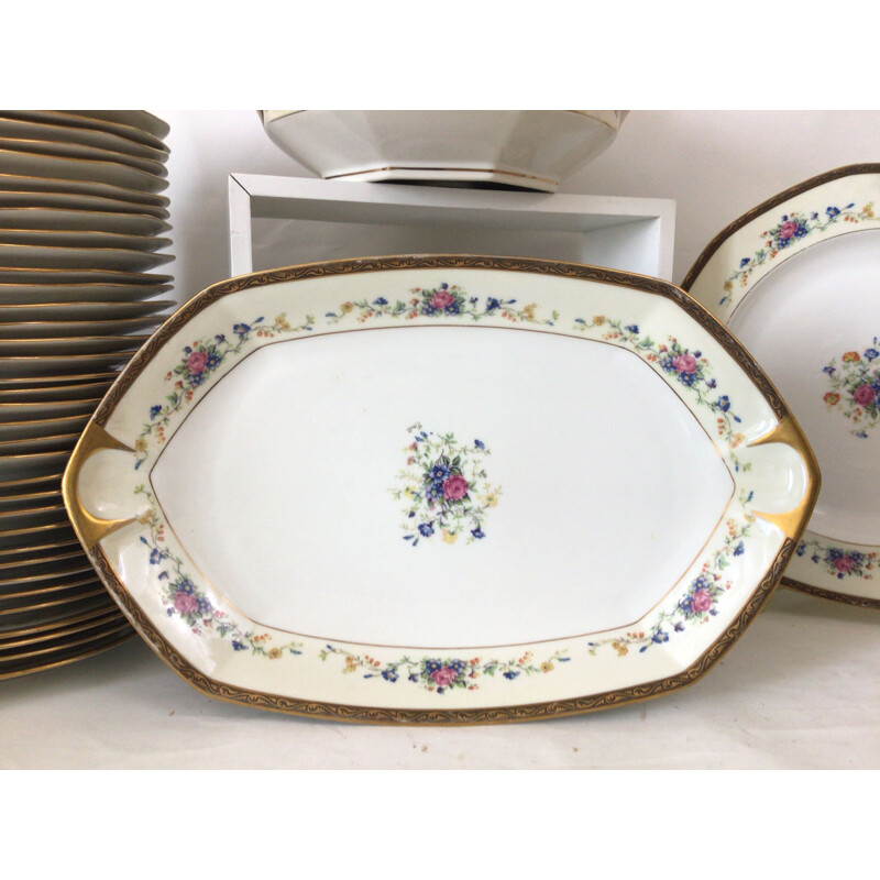 Vintage Limoges porcelain dinner service set, 1930s