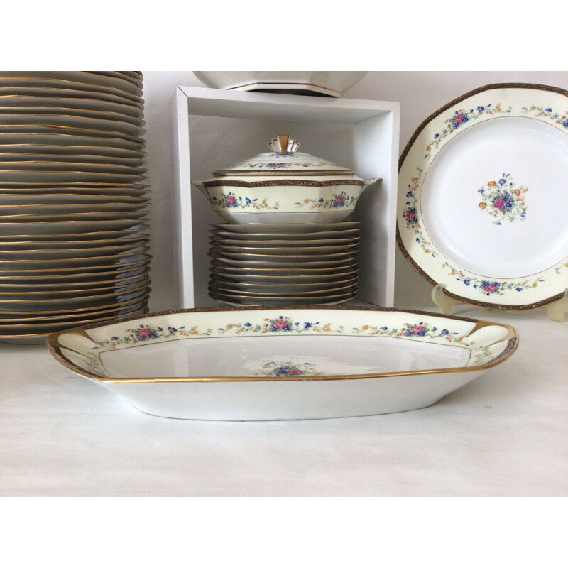 Vintage Limoges porcelain dinner service set, 1930s