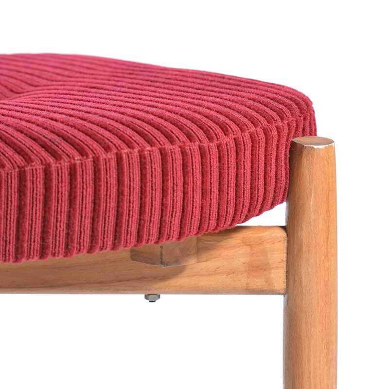 Ensemble de 4 chaises rouges en velours - 1960