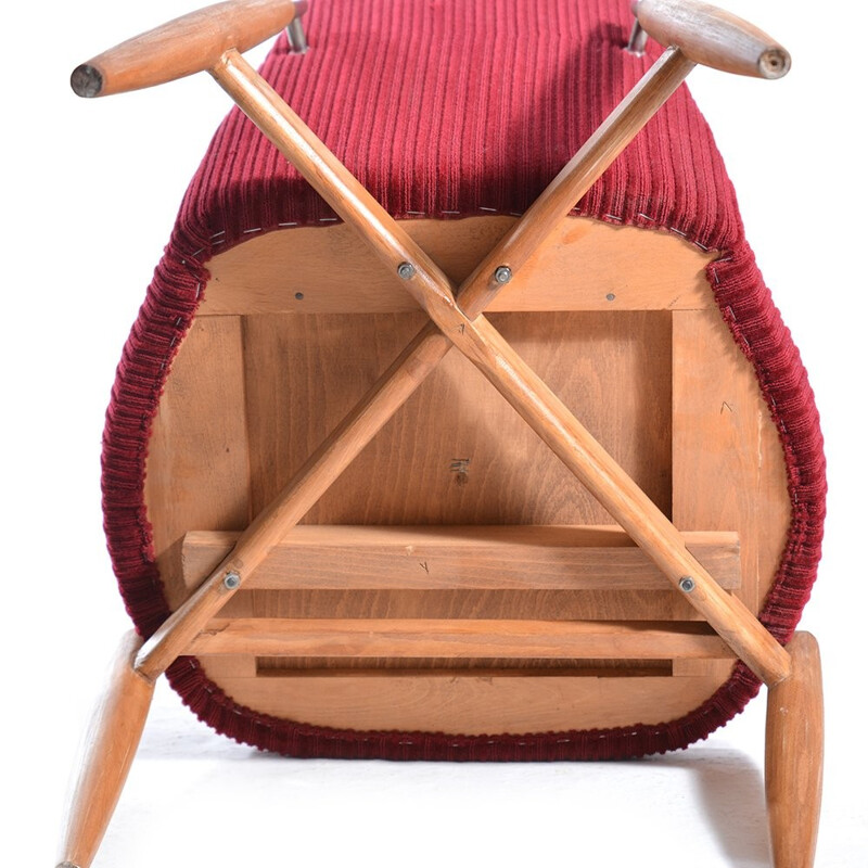 Set of 4 red chairs in velvet - 1960s