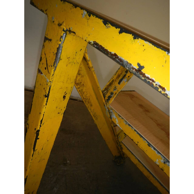 Vintage industriële eiken ladder