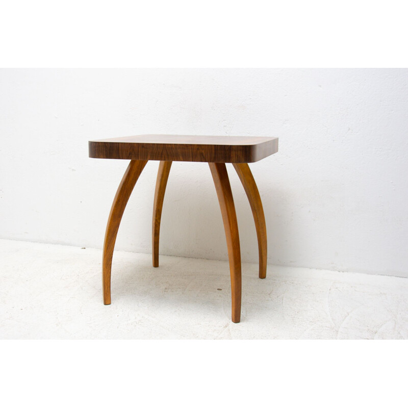 Vintage walnut spider table H-259 by Jindrich Halabala, Czechoslovakia 1950