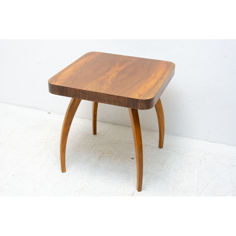 Vintage walnut spider table H-259 by Jindrich Halabala, Czechoslovakia 1950