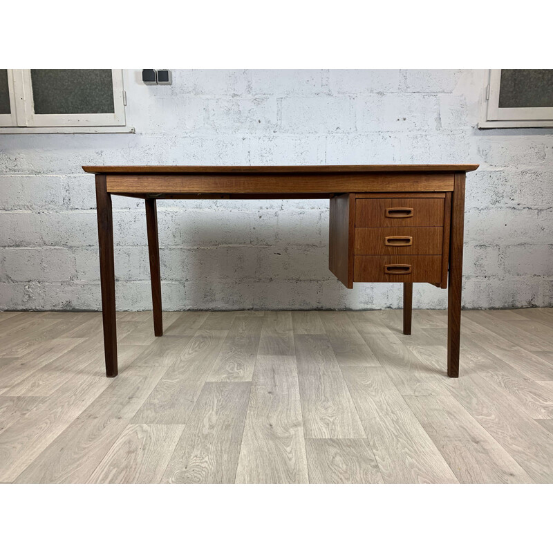 Scandinavian vintage double-sided teak desk, 1960s
