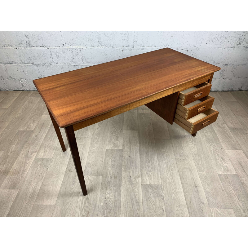 Scandinavian vintage double-sided teak desk, 1960s