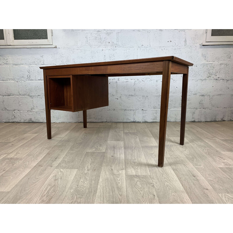 Scandinavian vintage double-sided teak desk, 1960s