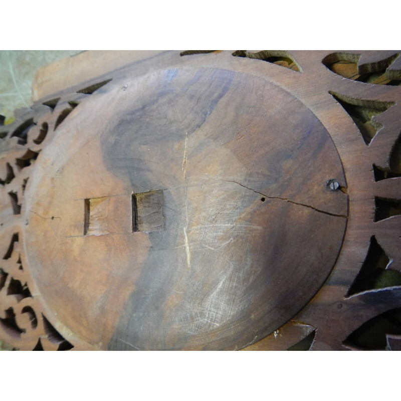 Espejo plegable vintage en madera de olivo y marquetería de nogal, 1930