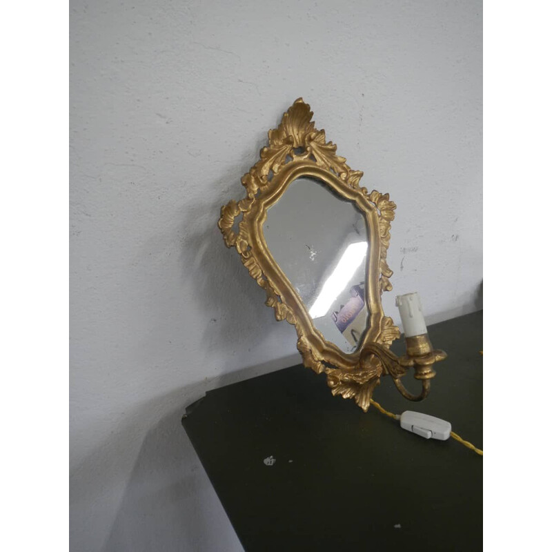 Pareja de espejos vintage de madera de abeto