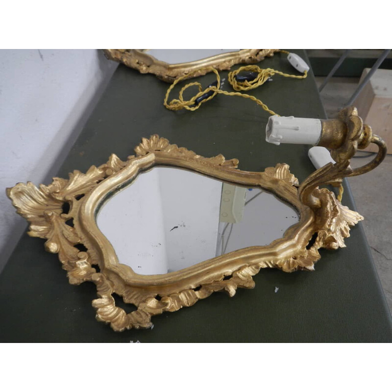 Coppia di specchi vintage in legno di abete