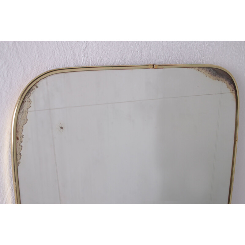 Miroir vintage en laiton avec or, 1960